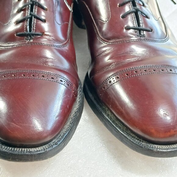 Johnston & Murphy Aristocraft Burgundy Leather Cap Toe Oxfords Mens 10 Good Cond - Picture 10 of 15